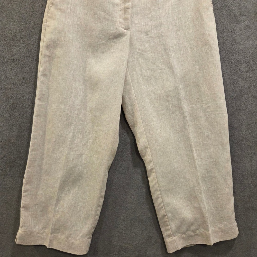 Liz Claiborne Audra 100% Linen Crop Pants Womens Size 4 Coastal Minimalist Chic - Picture 3 of 14